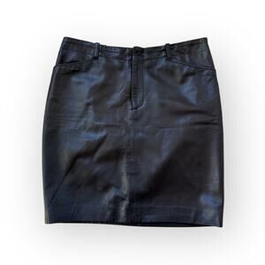 Vintage Ralph Lauren Collection Soft Brown Lamb Leather Pencil Mini Skirt Size 4